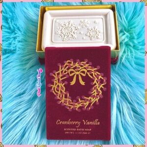 Cranberry Vanilla Scented Bath Soap 12 oz Snowflake Holiday Gift Box
